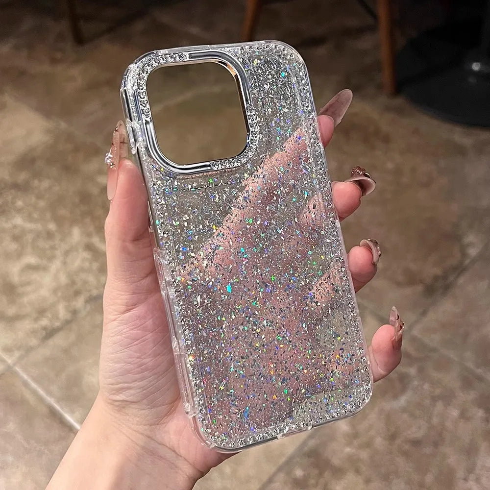 Gorgeous Model Luxury Bling Glitter Rhinestone Bow Knot Phone Case for Iphone15 14 13 12 16 17...Plus Soft Back Cover Waterproof