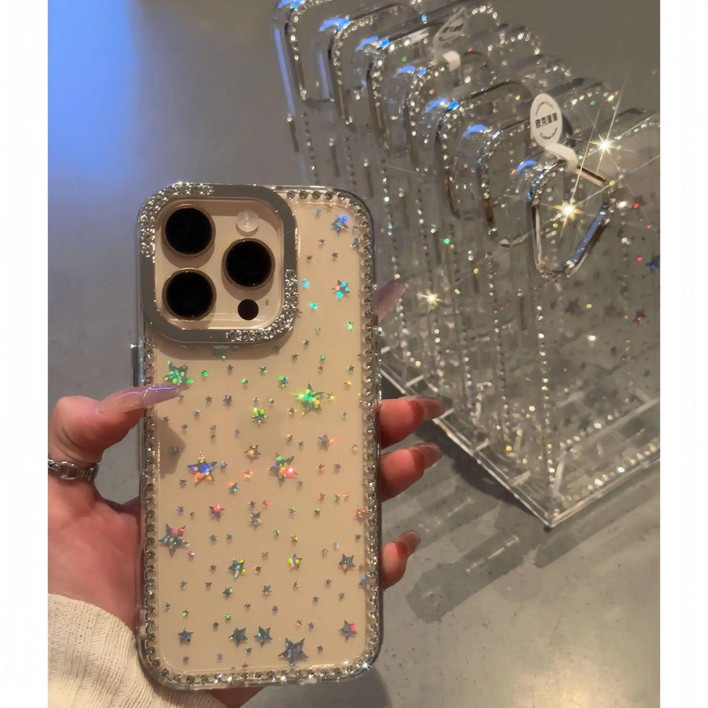 Gorgeous Model Luxury Bling Glitter Rhinestone Bow Knot Phone Case for Iphone15 14 13 12 16 17...Plus Soft Back Cover Waterproof