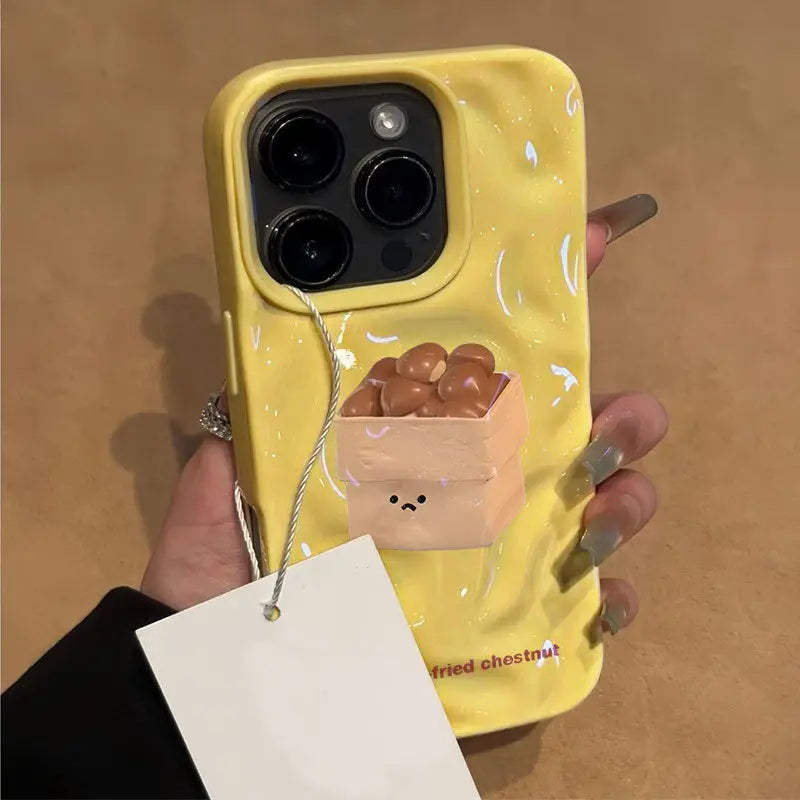 Sugar Roasted Chestnut Cartoon Pattern Phone Case Meteorite Pattern Customizable Wholesale Cell Phone Case for iPhone 17 Pro Max