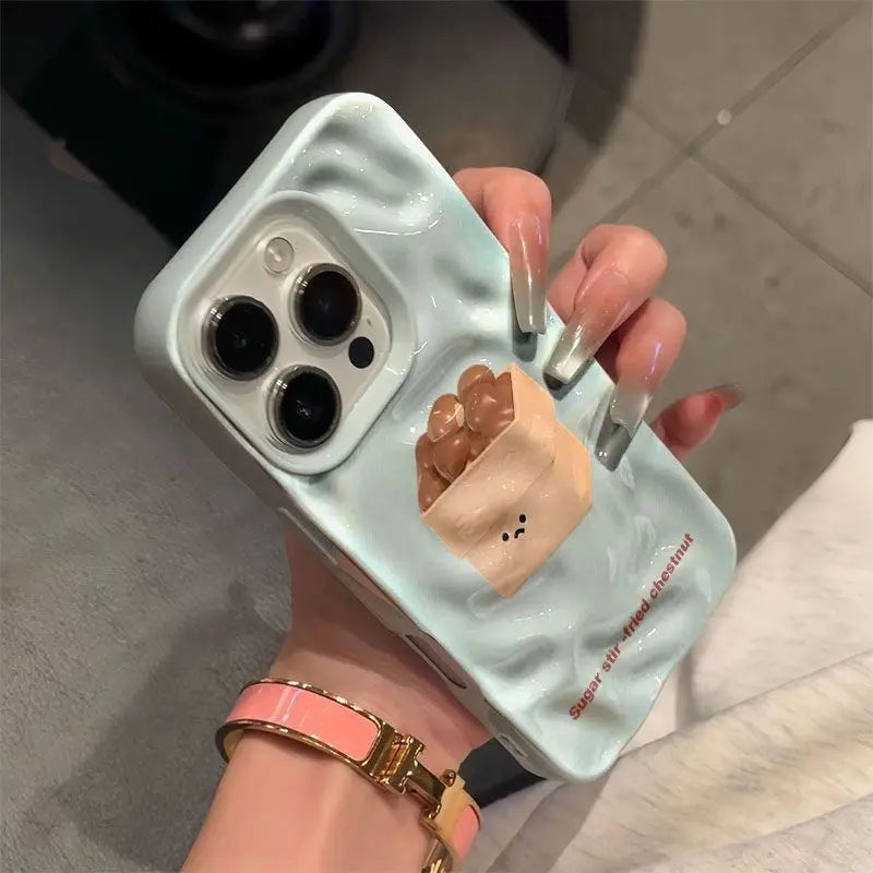Sugar Roasted Chestnut Cartoon Pattern Phone Case Meteorite Pattern Customizable Wholesale Cell Phone Case for iPhone 17 Pro Max