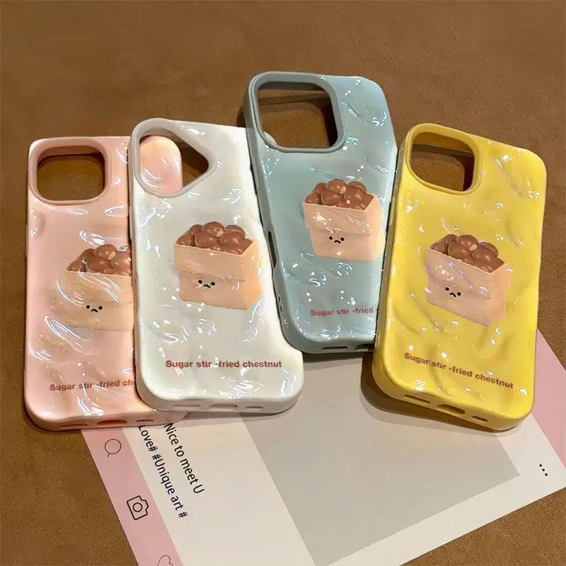 Sugar Roasted Chestnut Cartoon Pattern Phone Case Meteorite Pattern Customizable Wholesale Cell Phone Case for iPhone 17 Pro Max