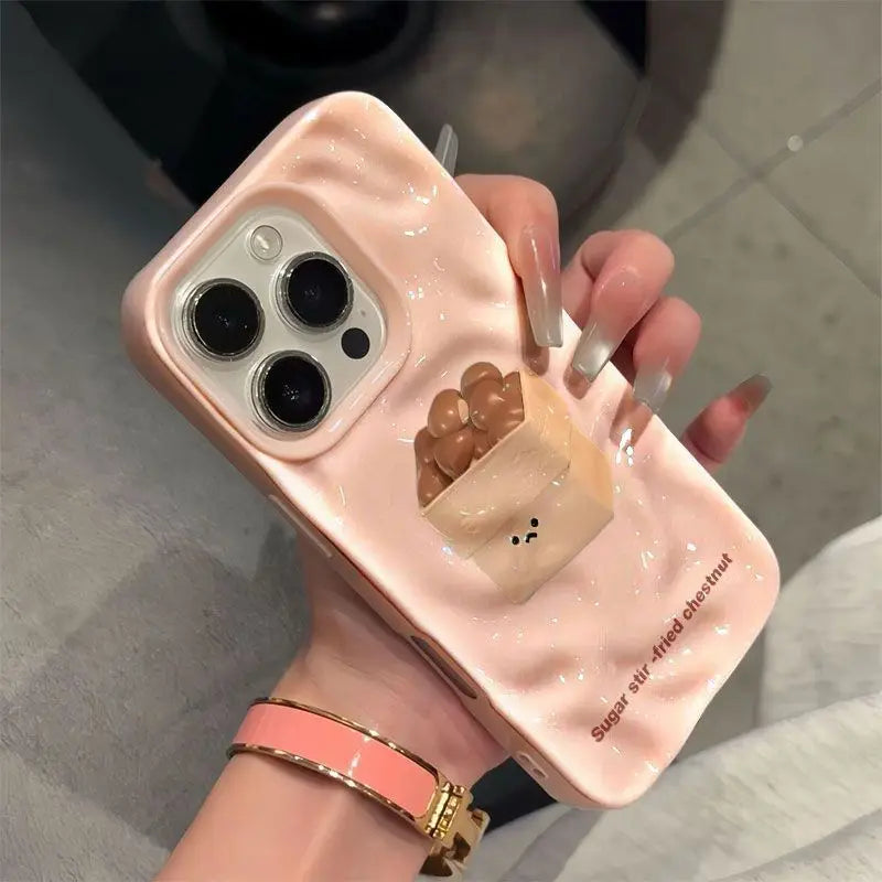 Sugar Roasted Chestnut Cartoon Pattern Phone Case Meteorite Pattern Customizable Wholesale Cell Phone Case for iPhone 17 Pro Max
