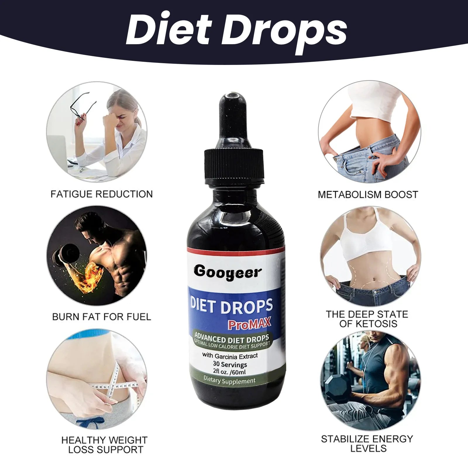 60ml Googeer Metabolic Enhancement Drops Tighten Abdominal Fat Body Slim Enhance Line Muscles Enhance Immunity Nursing Drops