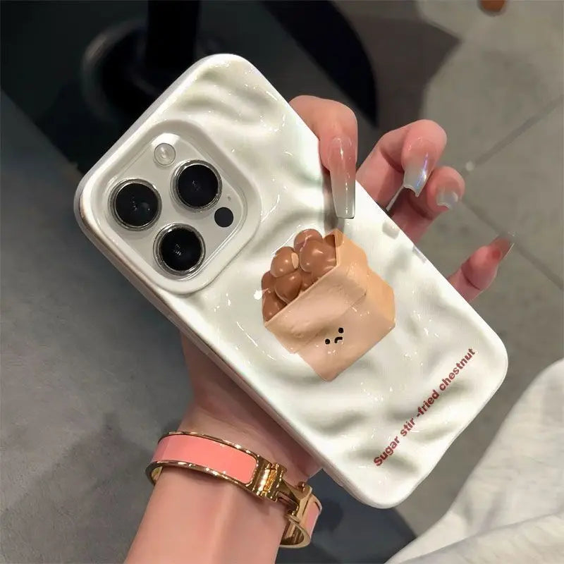 Sugar Roasted Chestnut Cartoon Pattern Phone Case Meteorite Pattern Customizable Wholesale Cell Phone Case for iPhone 17 Pro Max