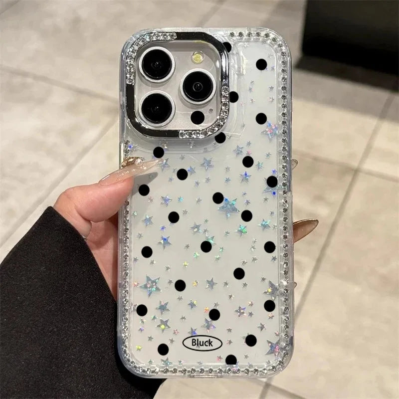 Gorgeous Model Luxury Bling Glitter Rhinestone Bow Knot Phone Case for Iphone15 14 13 12 16 17...Plus Soft Back Cover Waterproof