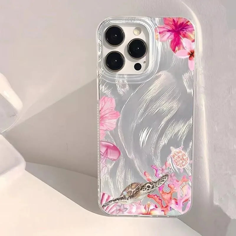 Girly Pretty Clear Cell Phone Case Bluk Wholesale Custom Water Ripple Large Hole High Quality Fashion for iPhone 17 16 Pro Max