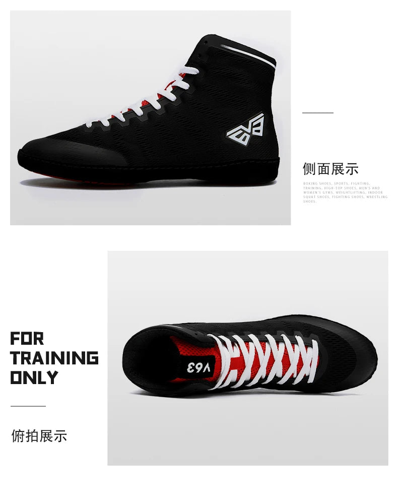 Unisex Comfortable High-Top Sports Shoes Men's Boxingshoe for Bodybuilding Wrestling Non-slip Combat Gear for Winter Sports