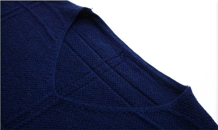 BROWON 2025 New Mens Clothes Spring Autumn Solid Color Casual V-Neck Sweaters Korean Fashion Slim Fit Long-Sleeved Sweater Men