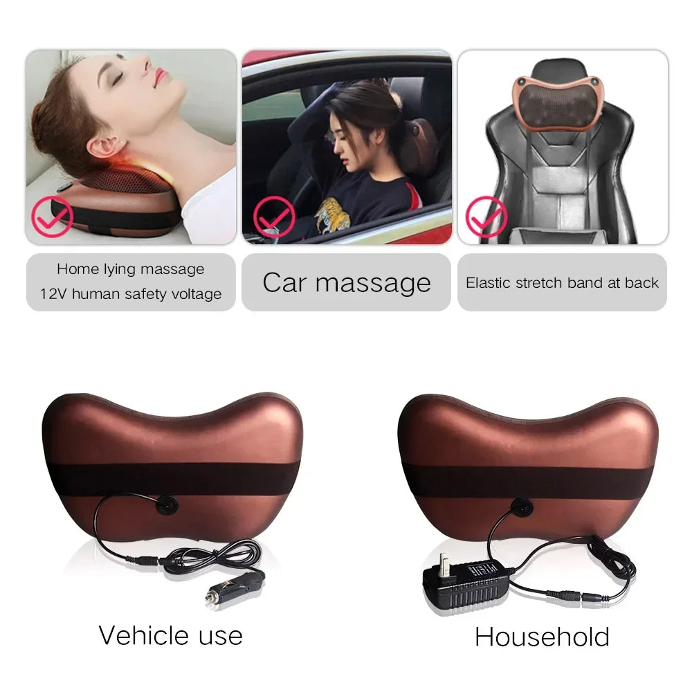 Best Price Multi-Function Electronic Shiatsu Neck Massager Cushion Back Office Home Travel Pillow Shoulder Device Pain Relief