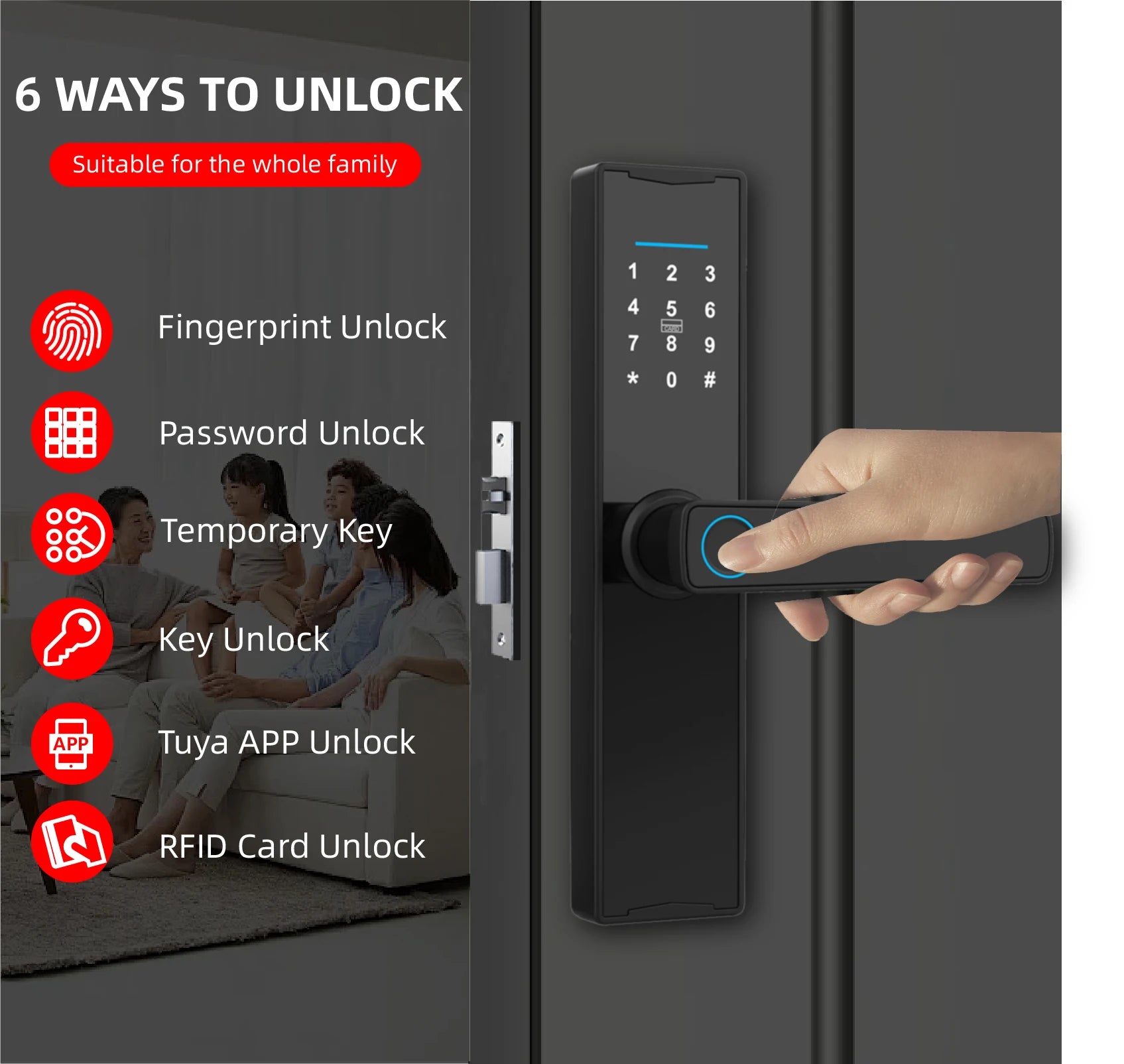 Cerradura Inteligente Wifi TTLock Intelligent Digital Mortise Combination Electronic Key Handle Apartment Smart Door Lock