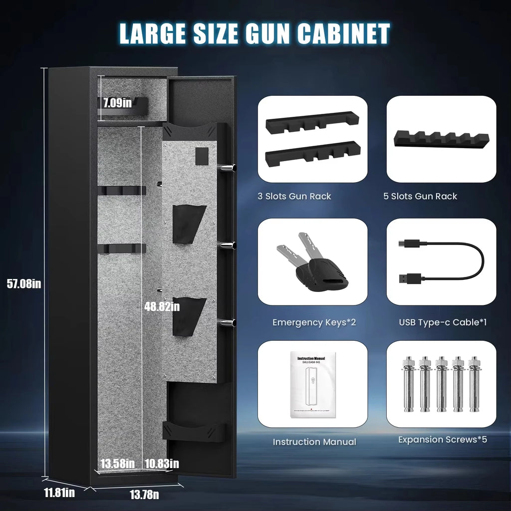 US Warehouse in Stock Large Digital Gun Storage Boxes Fireproof Gun Safe with Fingerprint Electronic Lock