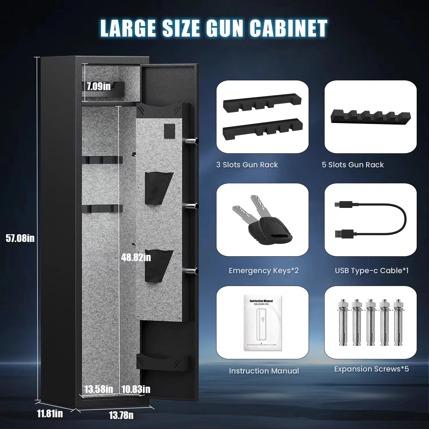 US Warehouse in Stock Large Digital Gun Storage Boxes Fireproof Gun Safe with Fingerprint Electronic Lock