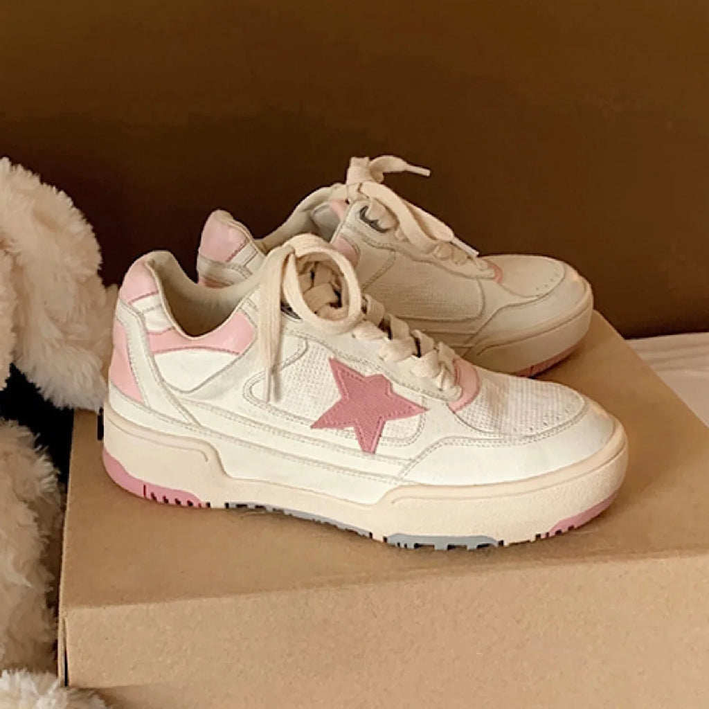 Women's Retro Old Sports Sneakers Cross-border Genuine Leather White Shoes Thick Sole Star Autumn Dirty Sneakers