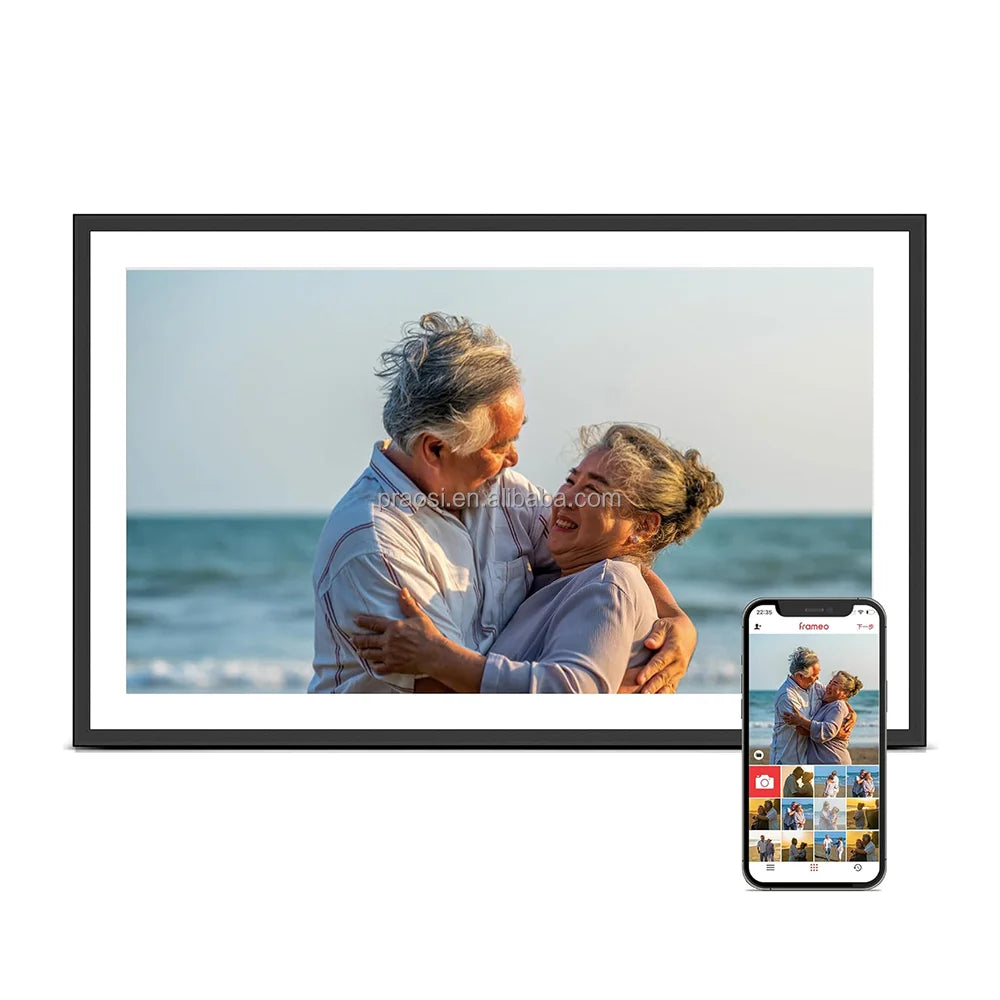Pros WiFi Digital Photo Frame 15.6" HD IPS Touch Screen IPS Screen Auto-Rotate Photos Video Via Frameo Electronic Picture Frames