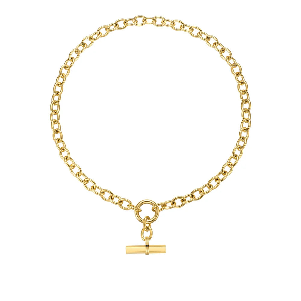ENFASHION Hanging Bar Pendant Necklace For Women Gold Color Necklaces Fashion Jewelry Stainless Steel Bijoux Femme Party P213232