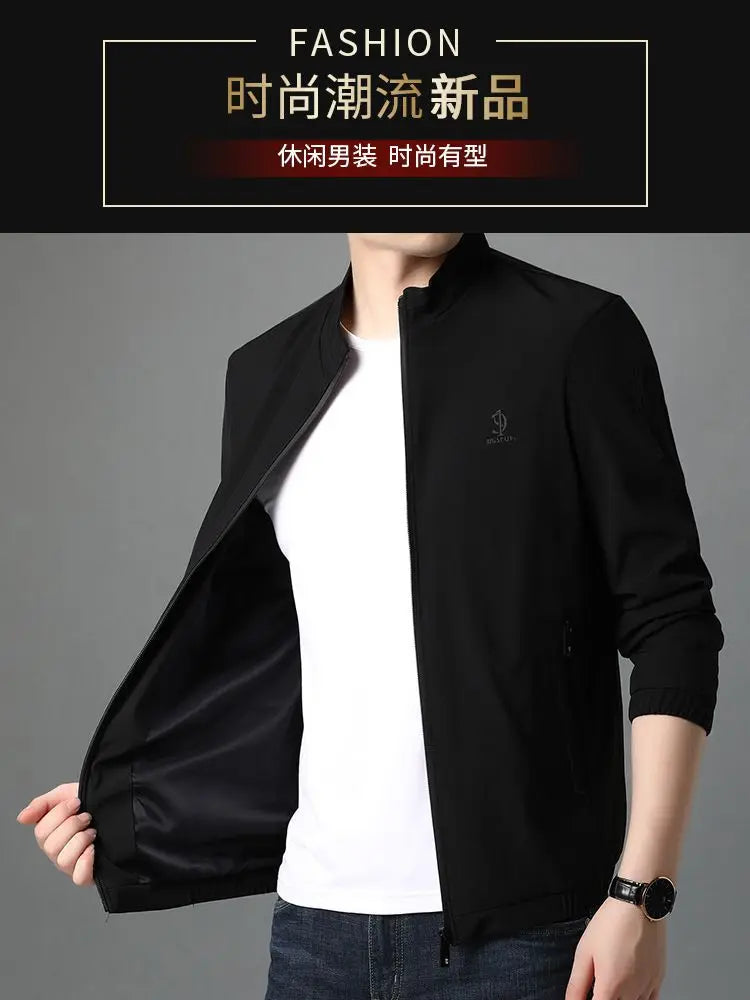 Top Quality New Brand Casual Fashion Stand Collar Streetwear Mens Coats And Jackets Zipper Windbreaker Simple Mens Clothes 2025