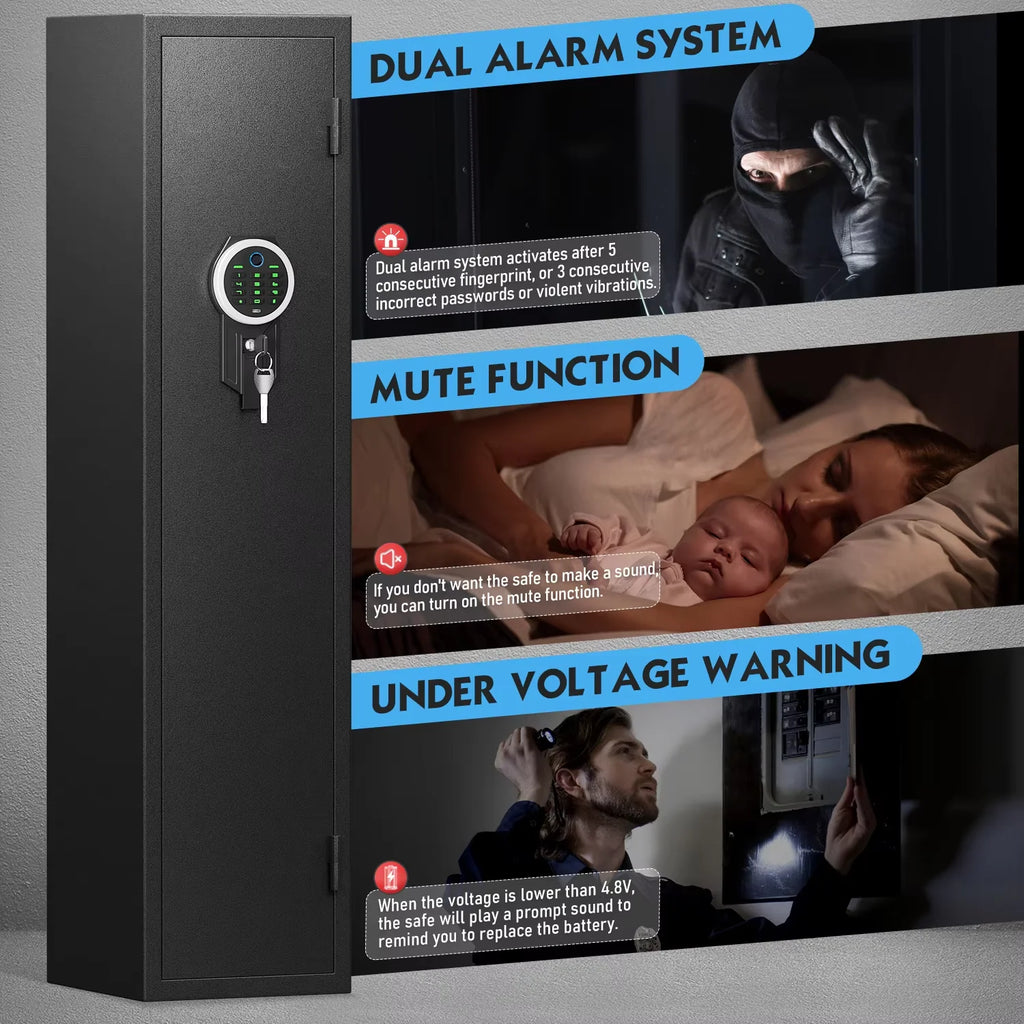 US Warehouse in Stock Large Digital Gun Storage Boxes Fireproof Gun Safe with Fingerprint Electronic Lock