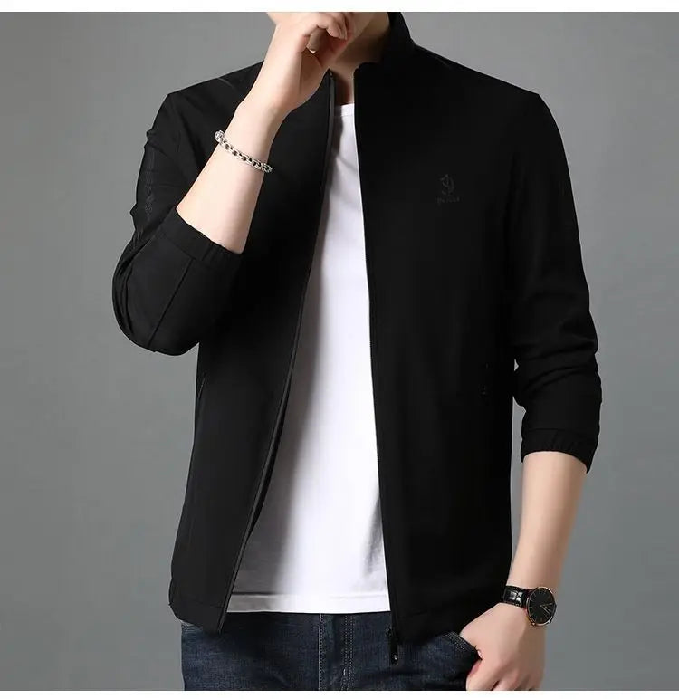 Top Quality New Brand Casual Fashion Stand Collar Streetwear Mens Coats And Jackets Zipper Windbreaker Simple Mens Clothes 2025