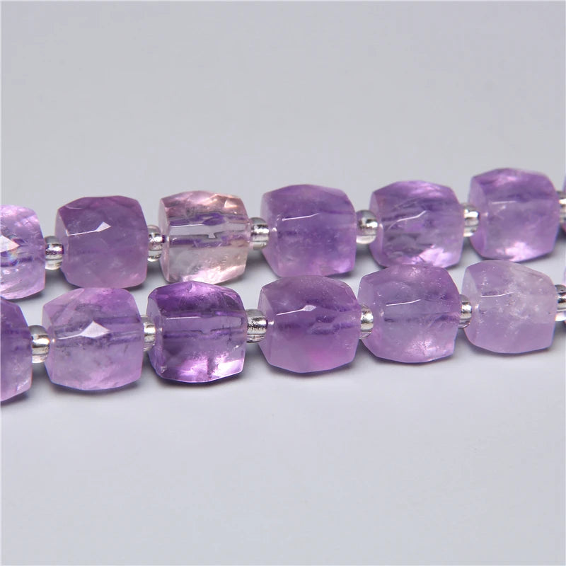 Natural 8 10 12x16 mm Faceted Light Purple Amethysts Gem Stone Beads Loose Tube Crystal Beads Charm For Jewelry Making Bracelet