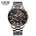 LIGE 9982 New Fashion Watches Relogio Masculino Reloj Montre Stainless Steel Luxury Sports Chronograph Quartz Wristwatch for Men