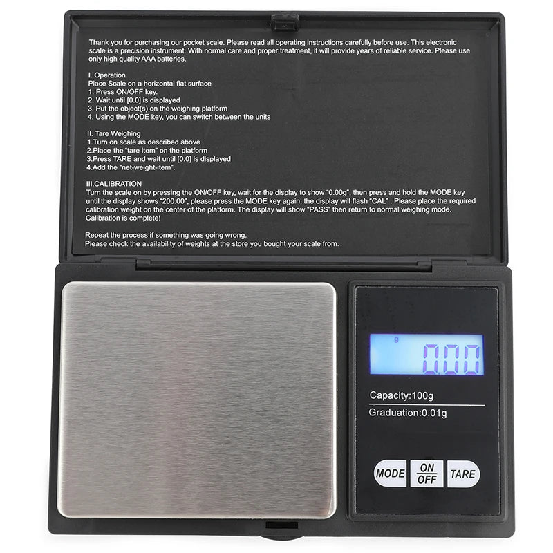 0.05g 100g Pocket Scale High Accurate Precision Electronic Scale Liquid Crystal Display Screen