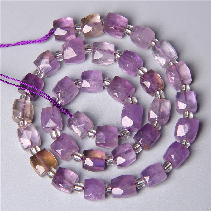 Natural 8 10 12x16 mm Faceted Light Purple Amethysts Gem Stone Beads Loose Tube Crystal Beads Charm For Jewelry Making Bracelet