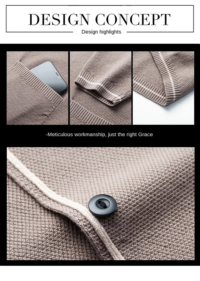 Top Quality New Autum Winter Brand Fashion Slim Fit Knit Cardigan Men Japanese Sweater Casual Coats Jacket Mens Clothes 2025