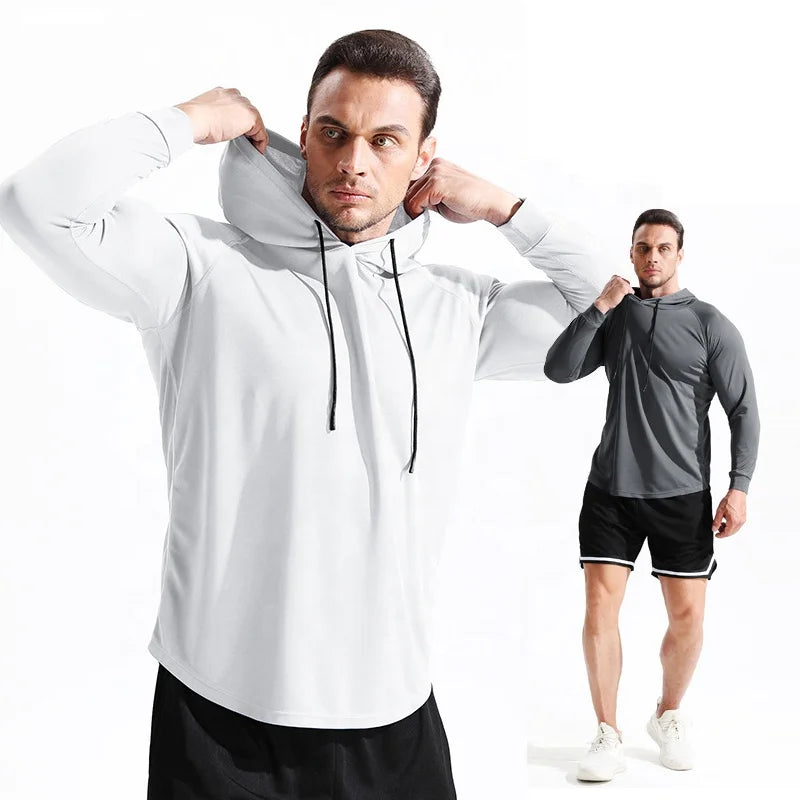 New Products EU Size Quick Dry Men Running 2pcs Sportswear Gym Sports Clothing Long Sleeve Shorts Fitness Workout Set