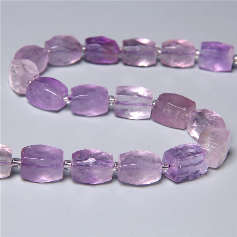 Natural 8 10 12x16 mm Faceted Light Purple Amethysts Gem Stone Beads Loose Tube Crystal Beads Charm For Jewelry Making Bracelet