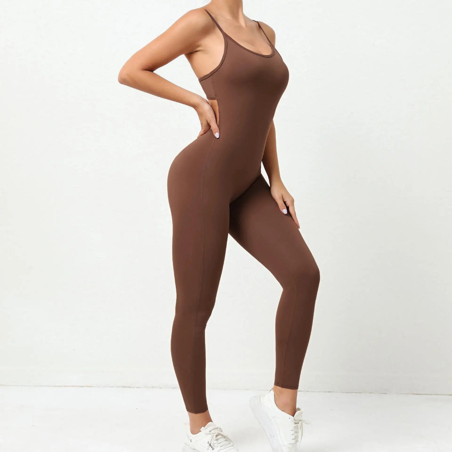 Hot Selling 2024 New Tight-fitting Breathable Yoga Sports Jumpsuit Wrinkled Hip-lifting One-piece Quick-drying Fitness Pants