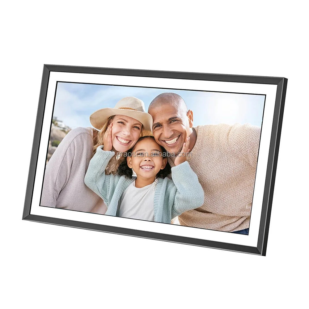 Pros WiFi Digital Photo Frame 15.6" HD IPS Touch Screen IPS Screen Auto-Rotate Photos Video Via Frameo Electronic Picture Frames