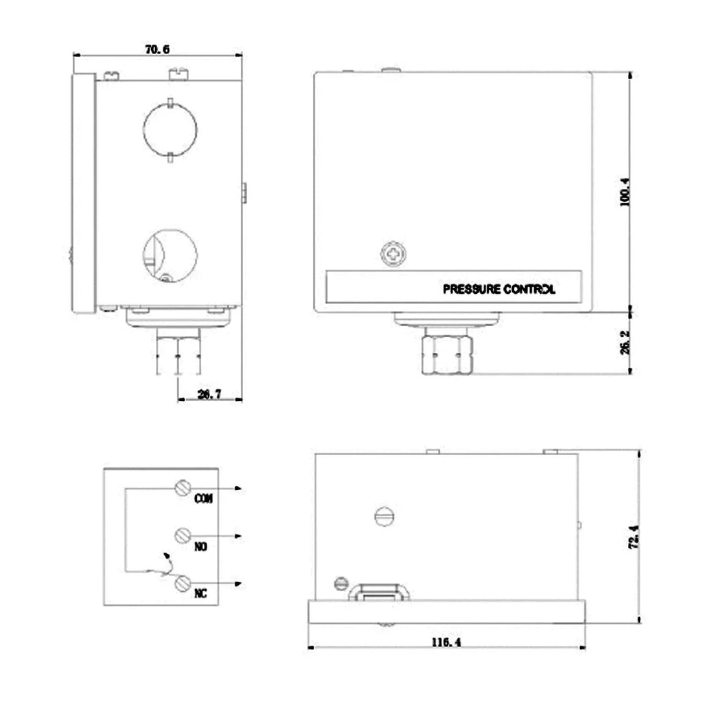 Boiler Steam SPDT Pressure Switches Temperature: - 40 ℃ ~ 180 ℃ Adjustable Difference Pressure 15kPa-1035kPa Connection 1/4" NPT