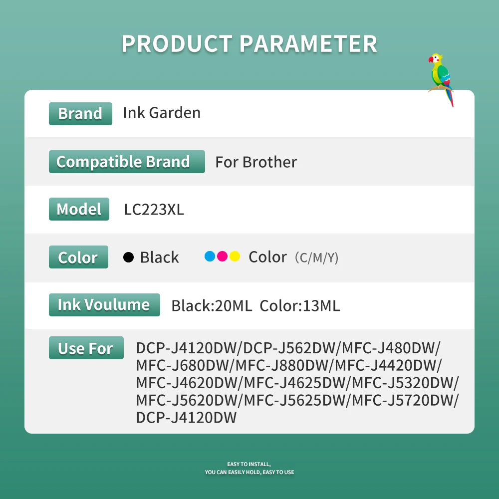 223 Cartridge Compatible For Brother LC223 LC 223XL LC Ink Cartridges DCP-J4120DW MFC-J4420DW J4620DW 4625DW Printer XL