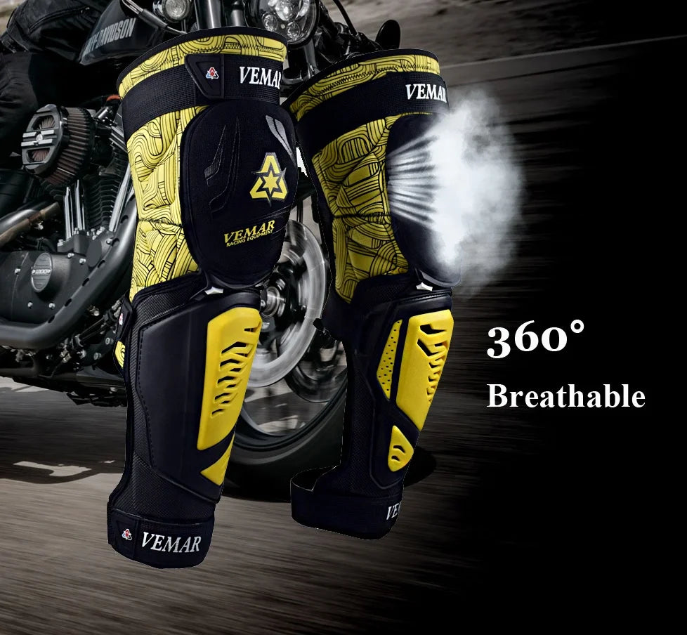 VEMAR Long Motorcycle Knee Pads and Elbow Pads Riding Protective Gears Outdoor Sports Motocross Equipment Motorbike Knee Guard