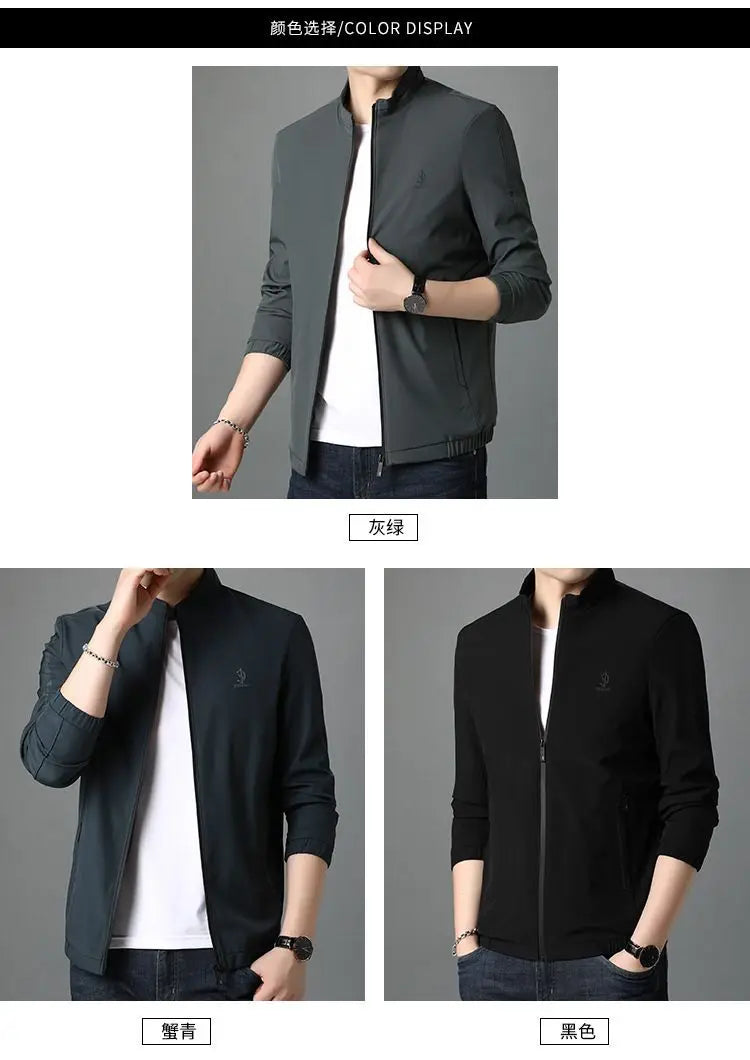 Top Quality New Brand Casual Fashion Stand Collar Streetwear Mens Coats And Jackets Zipper Windbreaker Simple Mens Clothes 2025