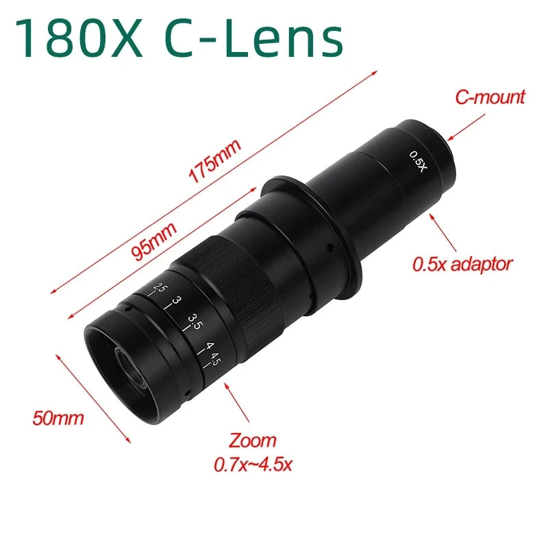 YIZHAN 4K Industrial Electronic Digital Video Microscope Camera HD 48MP 130X 180X Lens LED Light for Phone CPU PCB Repair