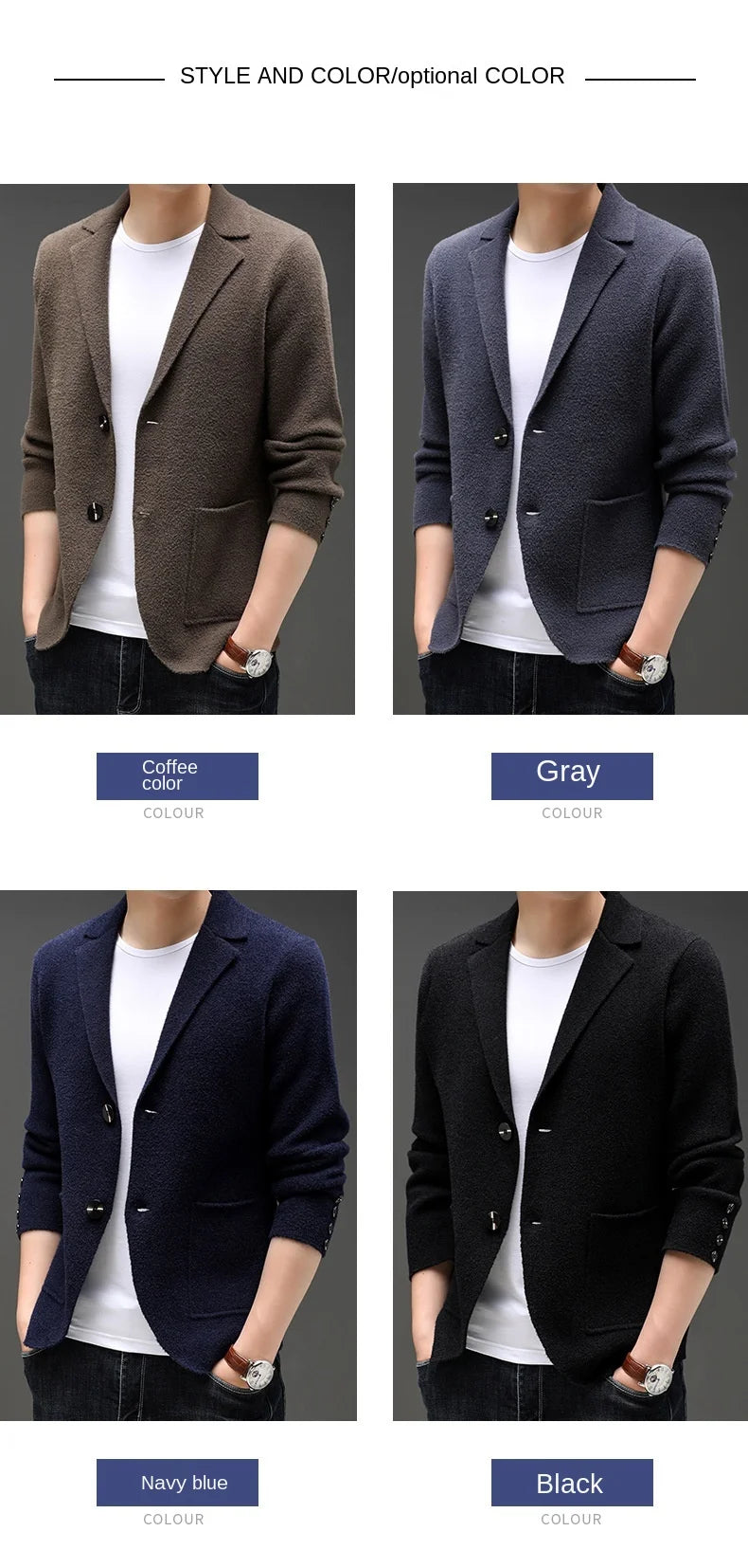 Top Grade New Autum Winter Brand Fashion Knit Blazer Mens Top Cardigan Slim Fit Sweater Casual Coats Jacket Mens Clothes 2025