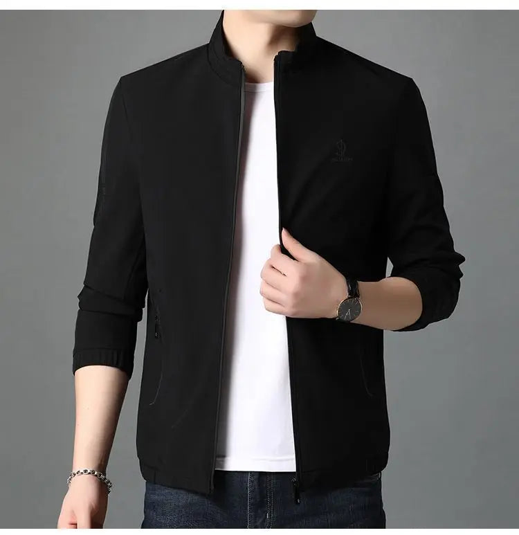 Top Quality New Brand Casual Fashion Stand Collar Streetwear Mens Coats And Jackets Zipper Windbreaker Simple Mens Clothes 2025