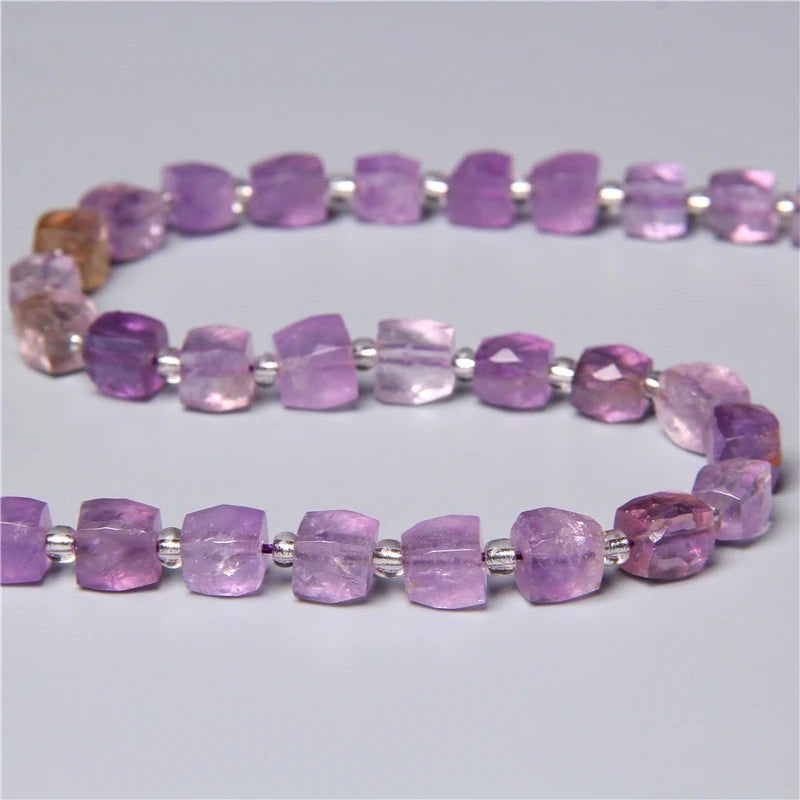 Natural 8 10 12x16 mm Faceted Light Purple Amethysts Gem Stone Beads Loose Tube Crystal Beads Charm For Jewelry Making Bracelet