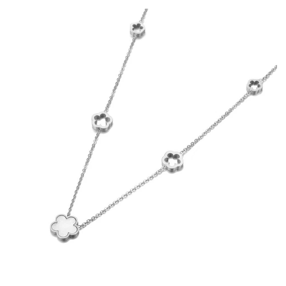 Lokaer Trendy Stainless Steel White Black Green Shell Flower Charm Bracelets For Women Girl Chain & Link Bracelet Jewelry B19056