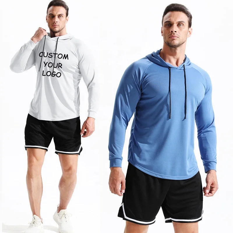 New Products EU Size Quick Dry Men Running 2pcs Sportswear Gym Sports Clothing Long Sleeve Shorts Fitness Workout Set
