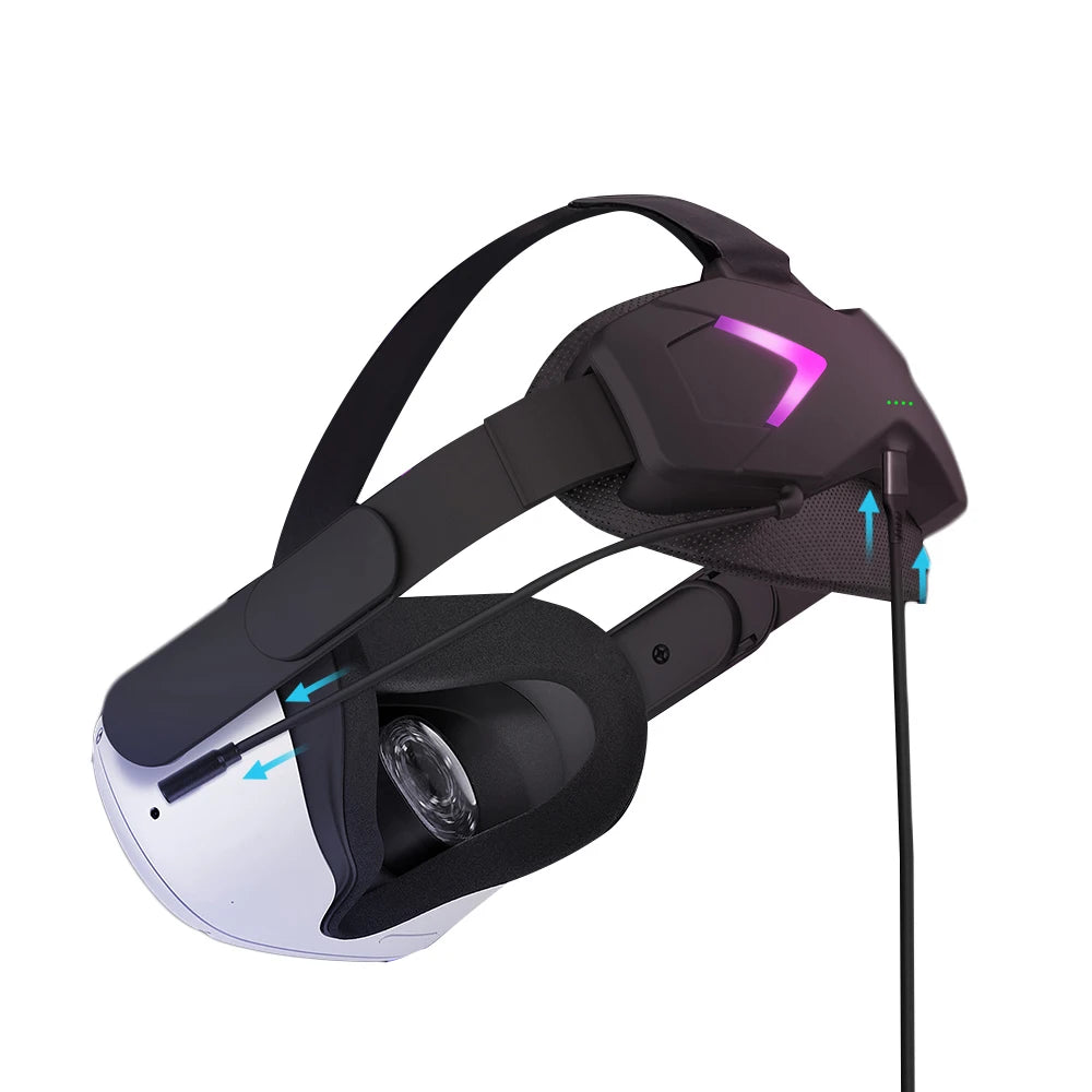 VR Adjustable Headset E-sports Power Bank Face No Press for Oculus Quest 2 VR Charging Headband