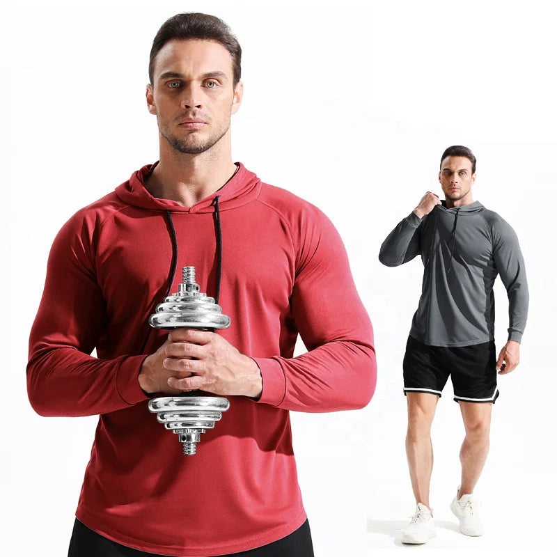 New Products EU Size Quick Dry Men Running 2pcs Sportswear Gym Sports Clothing Long Sleeve Shorts Fitness Workout Set