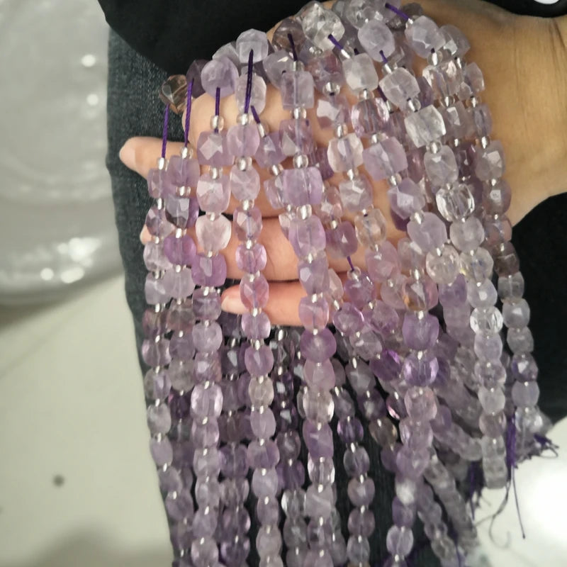 Natural 8 10 12x16 mm Faceted Light Purple Amethysts Gem Stone Beads Loose Tube Crystal Beads Charm For Jewelry Making Bracelet