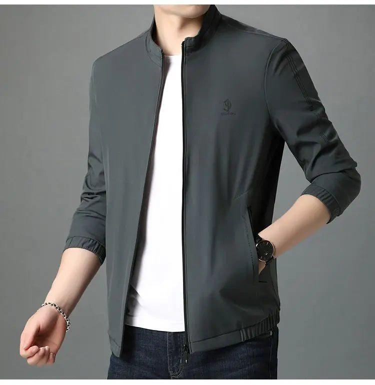 Top Quality New Brand Casual Fashion Stand Collar Streetwear Mens Coats And Jackets Zipper Windbreaker Simple Mens Clothes 2025