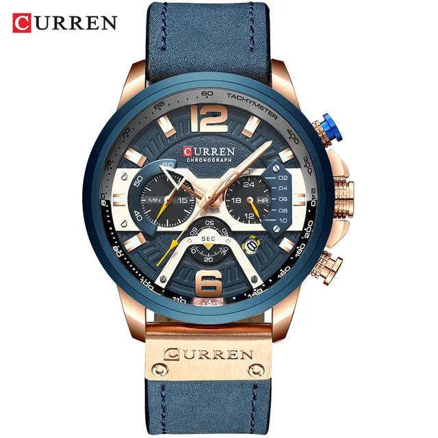 CURREN Mens Watches 8329 Top Brand Luxury Leather Sports Watch Men Quartz Fashion Chronograph Man Clock Waterproof Relogio