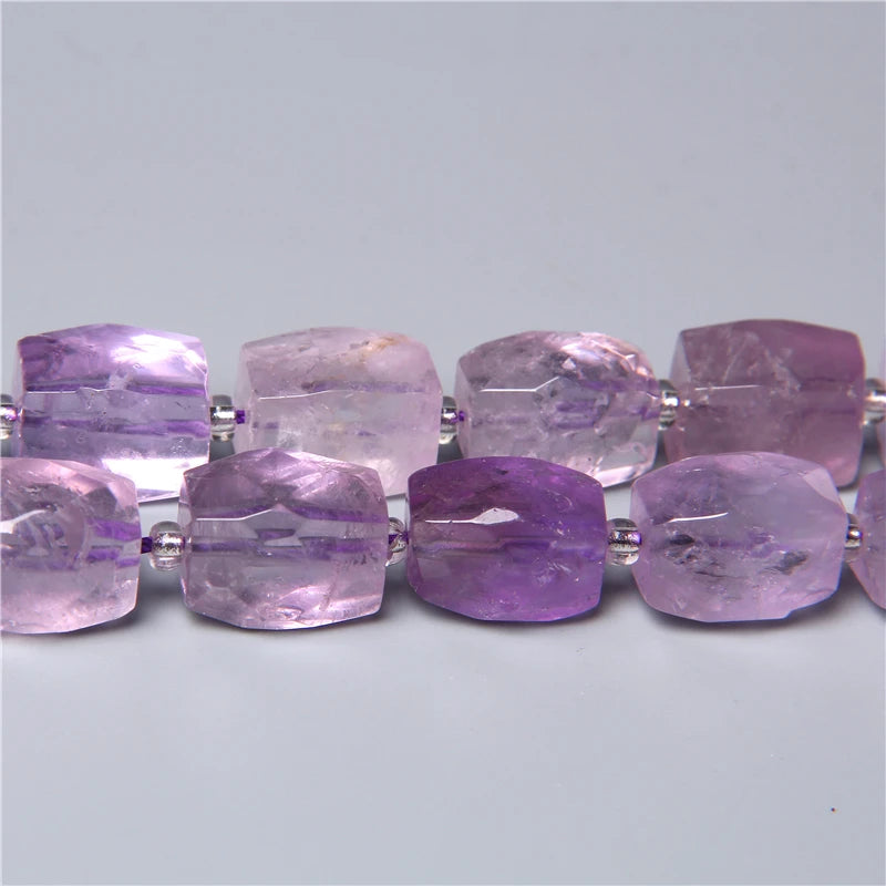 Natural 8 10 12x16 mm Faceted Light Purple Amethysts Gem Stone Beads Loose Tube Crystal Beads Charm For Jewelry Making Bracelet