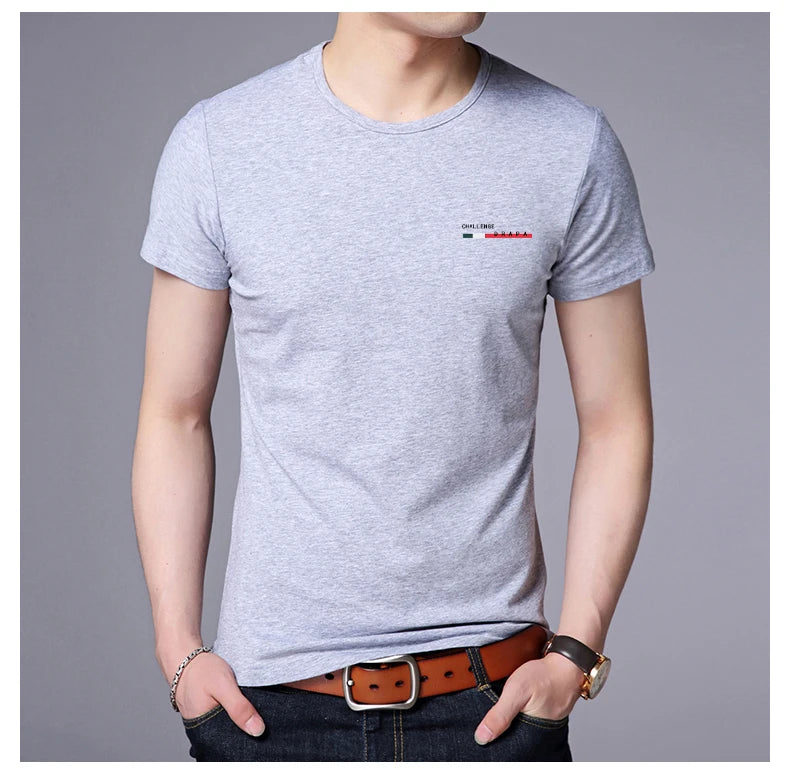 2025 New Summer Brand Tops Round Neck t Shirt For Men 95% Cotton 5% Spandex Plain Bulk Short Sleeve Casual Fashion Mens Clothes