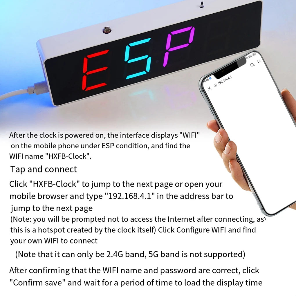 ESP8266 IoT Colorful WiFi Clock Kit Intelligent Electronic Clock DIY Welding Practice Parts Set Automatic Time Synchronization