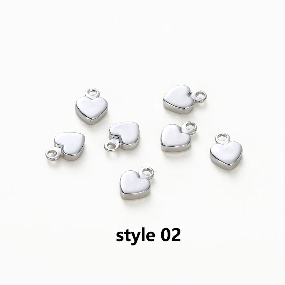 20Pcs 14K/18K Gold Plated Heart Shape Brass Pendants With Hole Extended Chain Charms For DIY Necklace Jewelry Making Accessories
